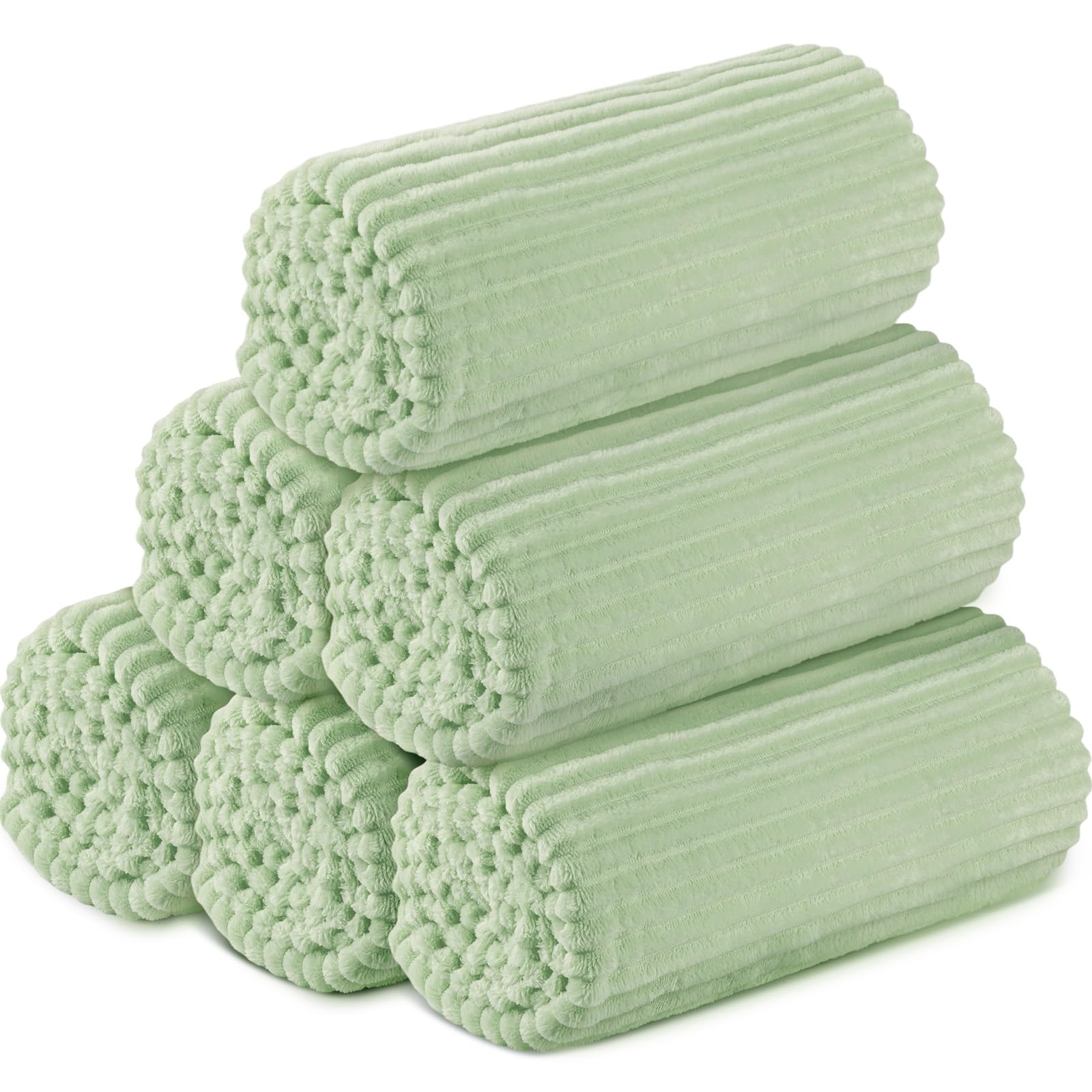 Buryeah 6 Pcs Flannel Throw Blanket Bulk 50 x 60 in Sleepover Blanket Outdoor Wedding Throw Lightweight, Oeko-tex Standard 100 Certified for Sofa Homeless Gifts (Mint)
