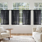 MIULEE Short Sheer Curtains 45 Inches Long, 4 Panels Set, Light Filtering Rod Pocket Curtains for Kitchen/Bathroom Small Windows, 42W x 45 Inches, Black
