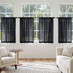 MIULEE 4 Panels Half Window Tier Black Sheer Curtains 42 x 30 Inches