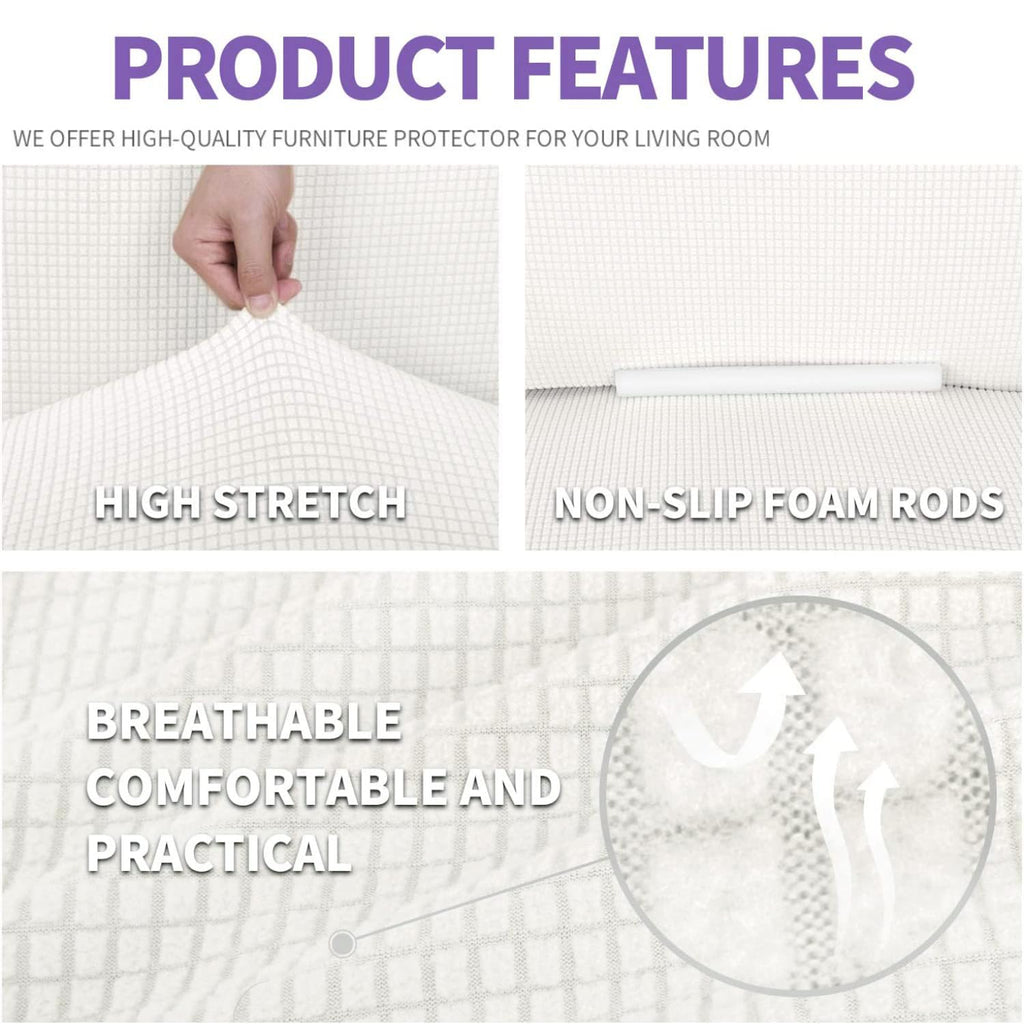 ZNSAYOTX Stretch Oversized Couch Cover Universal Sofa Covers for Living Room Dogs Pet Furniture Protector Spandex Extra Large Sofa Slipcovers with Anti Slip Foam Sticks (White, XL Sofa)