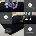 10X14 Large Shag Area Rugs for Living Room Bedroom,Big Soft Black Fluffy Rug for Bedroom Dorm,Indoor Carpet Plush Rugs for Living Room Home Decor,Black