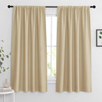 RYB HOME Curtains for Bedroom Living Room 63 inches Long, Thermal Insulated Privacy Rod Pocket Drapes for Nursery Office Home Theater, Width 42 by Length 63, Biscotti Beige, 2 Panels