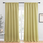 NICETOWN Blackout Curtains for Living Curtains, Paler Yellow, 2 Panels, 52 by 95, Room Darkening Window Curtain Panels, Easy-Care Solid Thermal Insulated Draperies/Drapes for Daughter Room