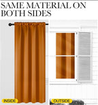 NICETOWN Room Darkening Cafe Satin Curtains for Small Windows, 42" Wide by 36" Long, 2 Panels, Orange, Rod Pocket Privacy Faux Silk Blackout Drapes for Kitchen