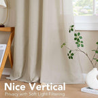 H.VERSAILTEX Living Room Linen Curtains - Semi Sheer, Nickel Grommet, Energy Saving, Light Filtering Window Treatments - 2 Panels, 52 x 72 Inch