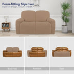 PureFit Super Stretch Loveseat Recliner Sofa Couch Cover with Pocket – 2 Seats Non Slip Soft Sofa Slipcover, Washable Reclining Furniture Protector for Kids, Pets (Recliner Loveseat, Camel)