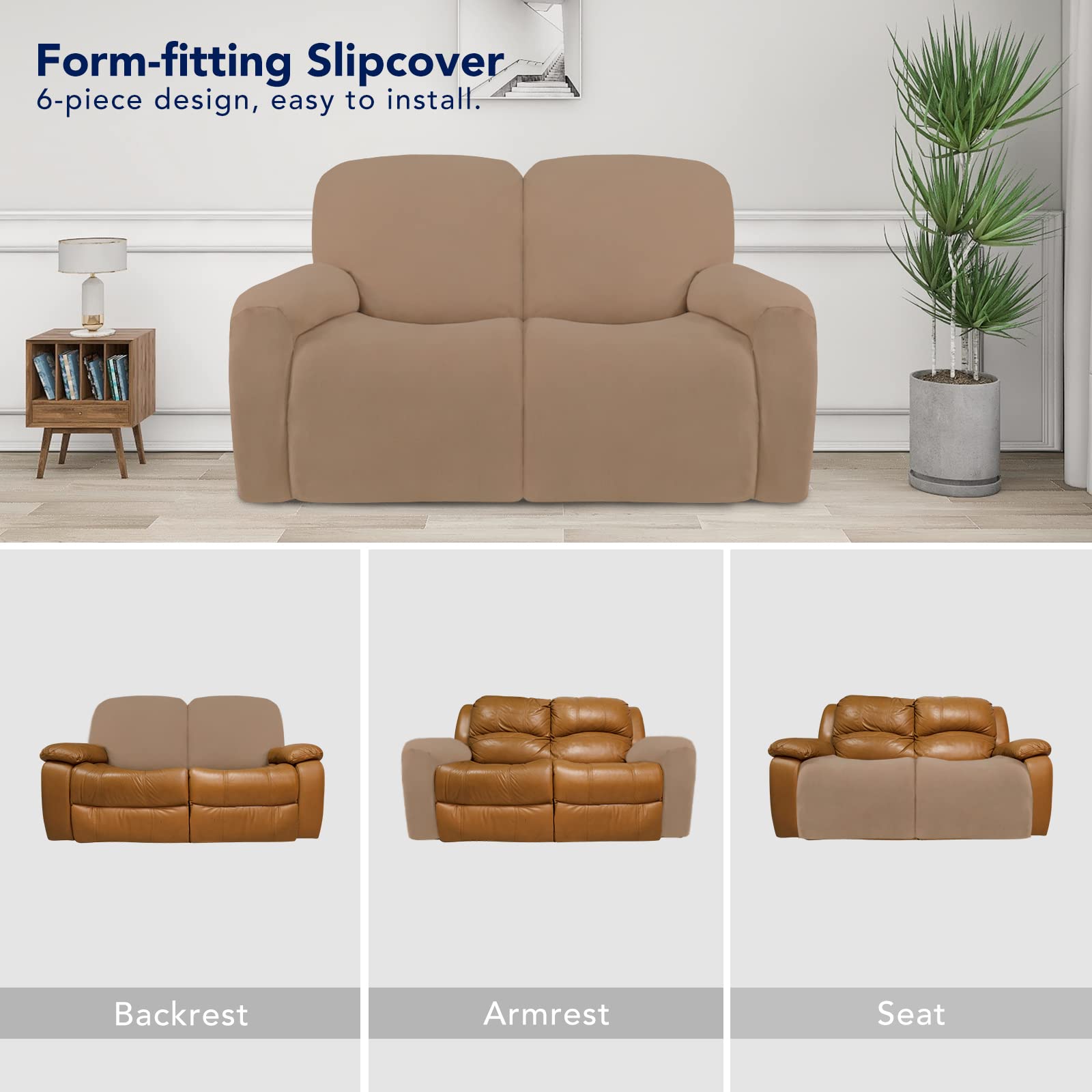 PureFit Super Stretch Loveseat Recliner Sofa Couch Cover with Pocket