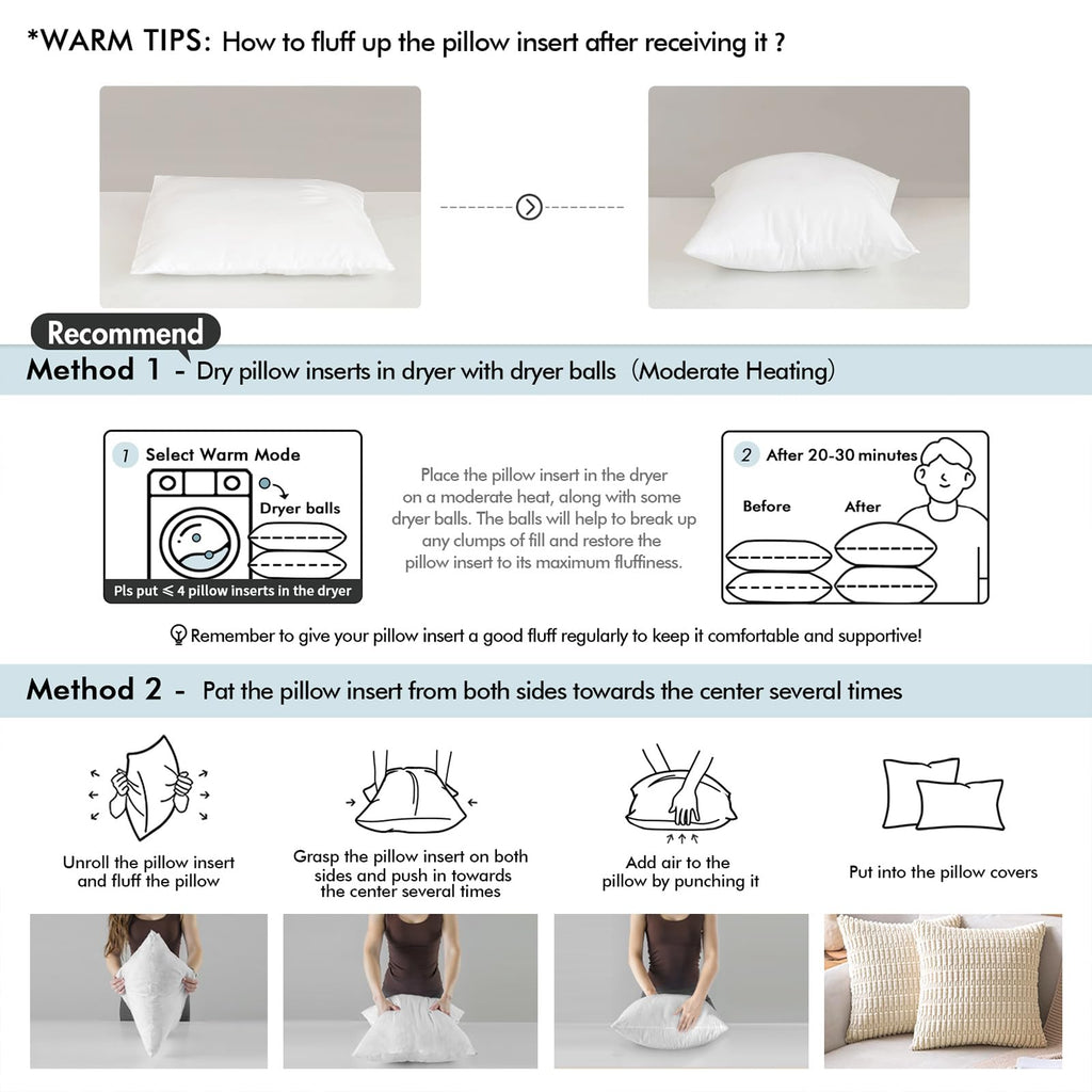 MIULEE 12x20 Throw Pillows Inserts 2 Pack, Decorative Pillows for Couch Bed