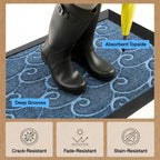 GORILLA GRIP 100% Waterproof All-Season WeatherMAX Doormat 35x23, US Designed Natural Rubber, Stain and Fade Resistant, Low Profile Indoor Outdoor Door Mats, Easy Clean Patio Mat, Ocean Blue Waves