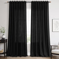 Nanspring Extra Long Black Linen Curtains 108 Inches Long 2 Panels Set for Living Room Privacy Simple Modern Semi Sheer Curtains Linen Textured Curtain for Bedroom Large Window 70x108