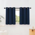 NICETOWN Room Darkening Curtains Blackout 40 inch Curtains for Kitchen, Navy Blue Grommet Solid Window Treatments Sound Reducing for Bedroom, 2 Panels, W37 x L40, 2 Panels