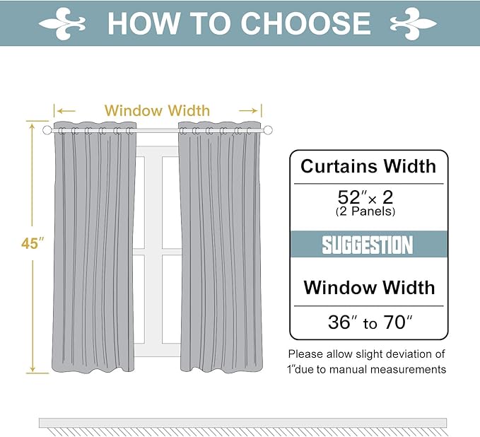 ChrisDowa Blackout Curtains for Bedroom and Living Room 45 Inches Long