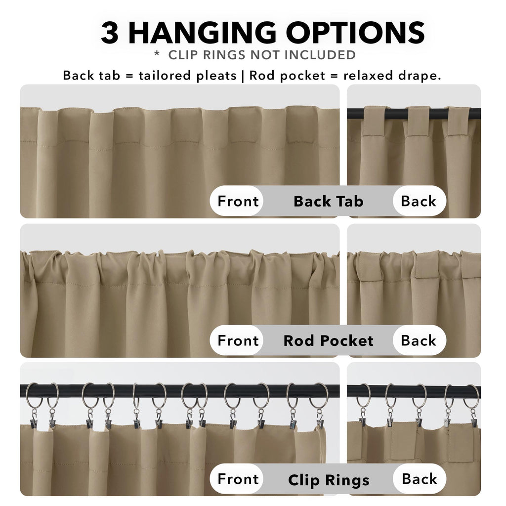 Deconovo Blackout Curtains for Bedroom, Living Room Curtains 63 Inches Long