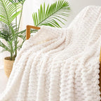 Exclusivo Mezcla Fleece Twin Blanket for Bed, Extra Large Fuzzy Ivory Bed Blankets, Soft Cozy Plush Sofa Throws for All Seasons, 60x80 Inches