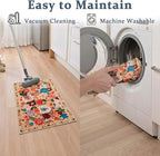Area rugs 24x17 Inch Home Decor Entry Rug, Small Door Mat Bath Mats for Bathroom, Ultra-Thin Non Slip Floral Low Pile Tub Mat for Sink Shower Doorway Tub Kitchen Sink(2 x 1.4 ft, Yellow Garden)
