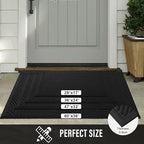 HIYARD Sturdy Front Door Mat, Absorbent Muddy Dirt Resist Welcome Door Mats Outdoor Indoor, Stain and Fade Resistant, Non-Slip Backing Entry Mat Low Profile Doormat for Entryway, 47×32, Black