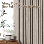 MIULEE Pinch Pleated Thick Linen Curtains 108 Inches Length Taupe Curtains