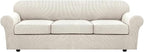 H.VERSAILTEX 4 Piece Stretch Sofa Covers for 3 Cushion Couch Covers for Living Room Furniture Slipcovers (Base Cover Plus 3 Seat Cushion Covers) Thicker Jacquard Fabric (Large Sofa, Ivory)