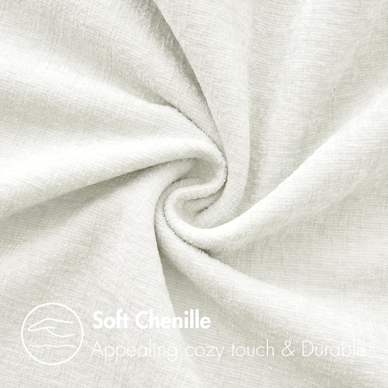 MIULEE Soft Chenille Throw Pillow Covers White 18x18 Inch Pack of 2