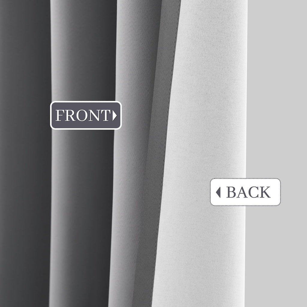 Yakamok Grey 100% Blackout Curtains 38x84 inch Long Gray Drapes-Bedroom