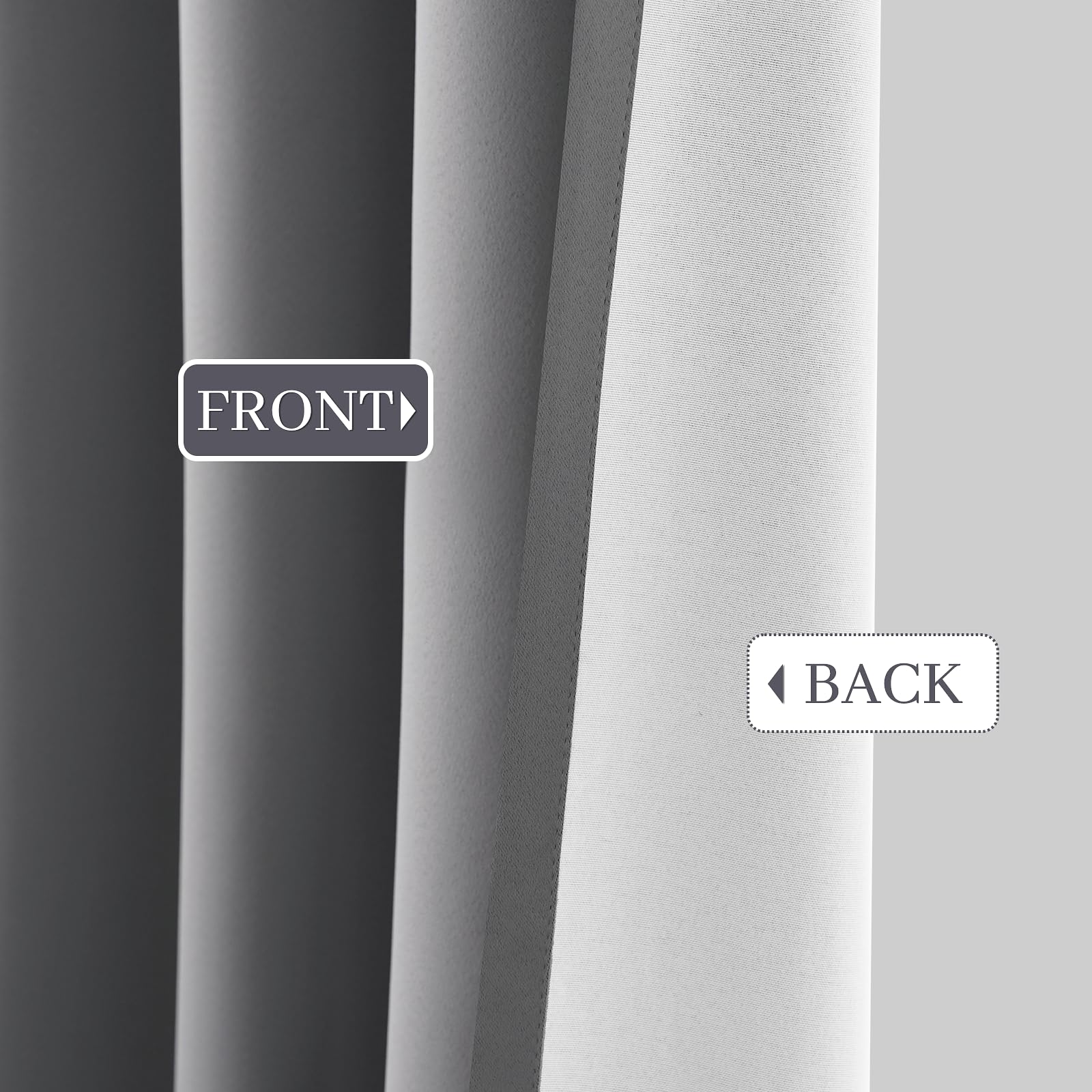Yakamok Grey 100% Blackout Curtains 38x84 inch Long Gray Drapes-Bedroom
