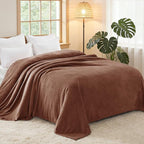 Exclusivo Mezcla Twin Size Flannel Fleece Velvet Plush Bed Blanket as Bedspread, Coverlet, Bed Cover (90x66 IN, Brown) Soft, Lightweight, Warm and Cozy