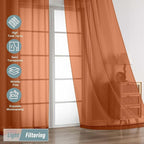 Orange Sheer Curtains 90 Inches Long 2 Panels, Light Filtering Solid Sheer Curtains for Bedroom Living Room, Lightweight Soft Airy Window Voile Sheer Drapes, Dual Rod Pocket, 2x42Wx90L Inches