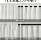 Extra Long Ivory Curtains 132 Inch Length 2 Panels Set Back Tab Neutral Farmhouse Drapes Light Filtering Semi Sheer Linen Curtain 132 Inches Long for Floor to Ceiling Window Patio Sliding Door