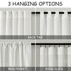 Nanspring Ivory Linen Curtains 92 Inch Length 2 Panels Set for Living Room Back Tab Rod Pocket Pinch Pleated Window Curtain Drapes Neutral Rustic Farmhouse Decor Dining Room Curtain 92 Inches Long