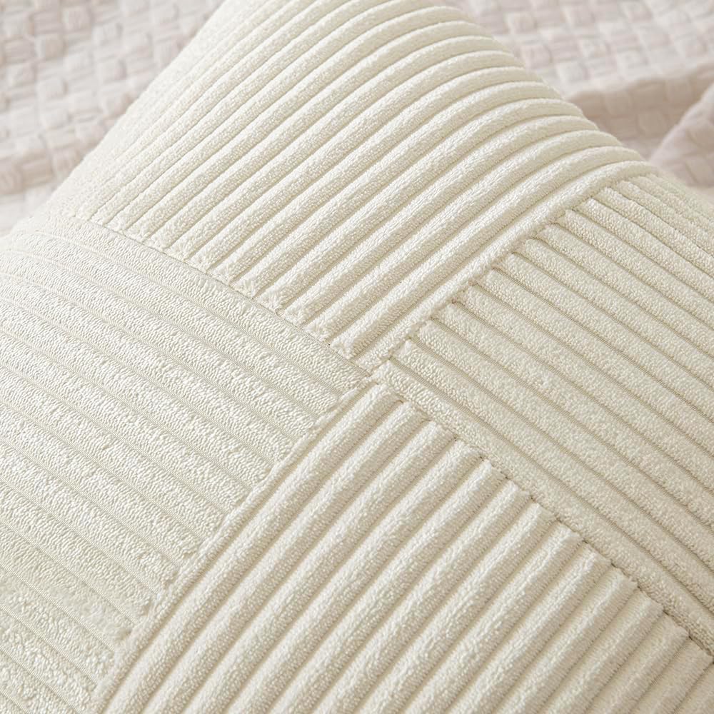 MIULEE Cream White Decorative Lumbar Throw Pillow Covers 14x24 Inch 2 Pack