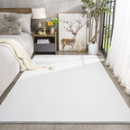 Amearea Modern Area Rugs for Bedroom Living Room, 4x6 Feet White Thickened Memory Foam Rug, Fluffy Indoor Washable Rugs Non Slip Minimalist Carpet for Kids Boys Girls Dorm Nursery Room Decor