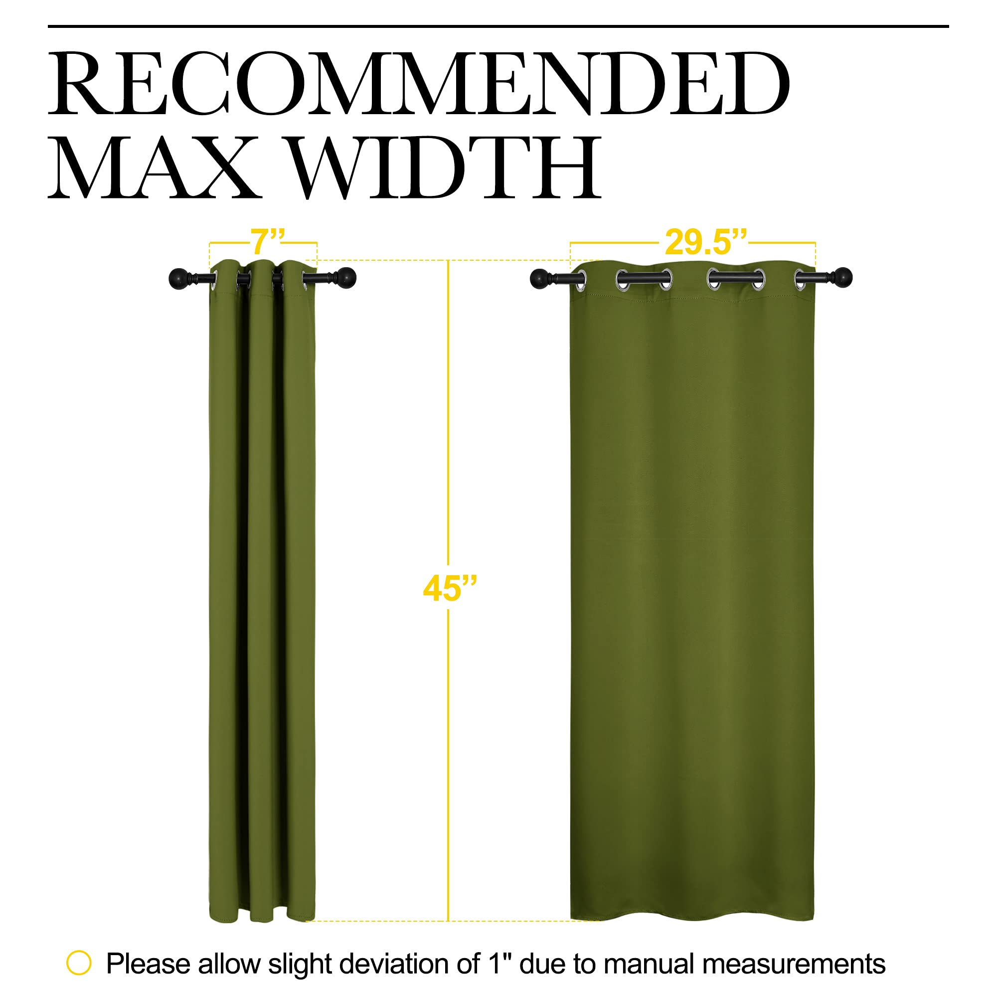 NICETOWN Christmas Bedroom Curtain Panels Blackout Draperies, Holiday Christmas Decor Thermal Insulated Solid Grommet Blackout Curtains/Drapes (One Pair, 34 by 45-inch, Olive Green)