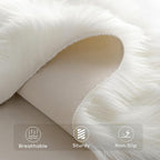 Ashler Faux Fur Rug, White Area Rugs, Fluffy Sheepskin Fur Rug, Fuzzy Ultra Soft 2.3 x 3.3 Ft Rugs, Machine Washable Shag Rug, Nursery Throw Rugs for Bed, Living Room