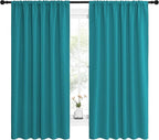 NICETOWN Peacock Blue Blackout Curtains Panels for Window, Thermal Insulated Rod Pocket Blackout Drapes/Draperies for Living Room (2 Panels, W62 x L63 inches)