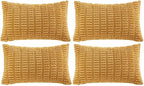 Fancy Homi 4 Packs Mustard Yellow Decorative Throw Pillow Covers 12x24 Inch for Living Room Couch Bed Sofa, Rustic Farmhouse Boho Home Decor, Soft Plush Striped Corduroy Square Cushion Case 30x60 cm