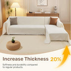 Houmiggle 2 Pieces Sectional Couch Covers L Shaped Cover XL Cream White