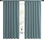 NICETOWN Greyish Blue Blackout Curtains Panels for Window, Thermal Insulated Rod Pocket Blackout Drapes/Draperies for Living Room (2 Panels, W62 x L63 inches)