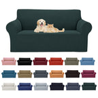Cupuamon 2026 New Stretch Loveseat Sofa Slipcovers Couch Cover for 2 Cushion Furniture Protector Sofa Covers with Elastic Bottom Jacquard Fabric Small Checks for Pets, Kids - Hunter