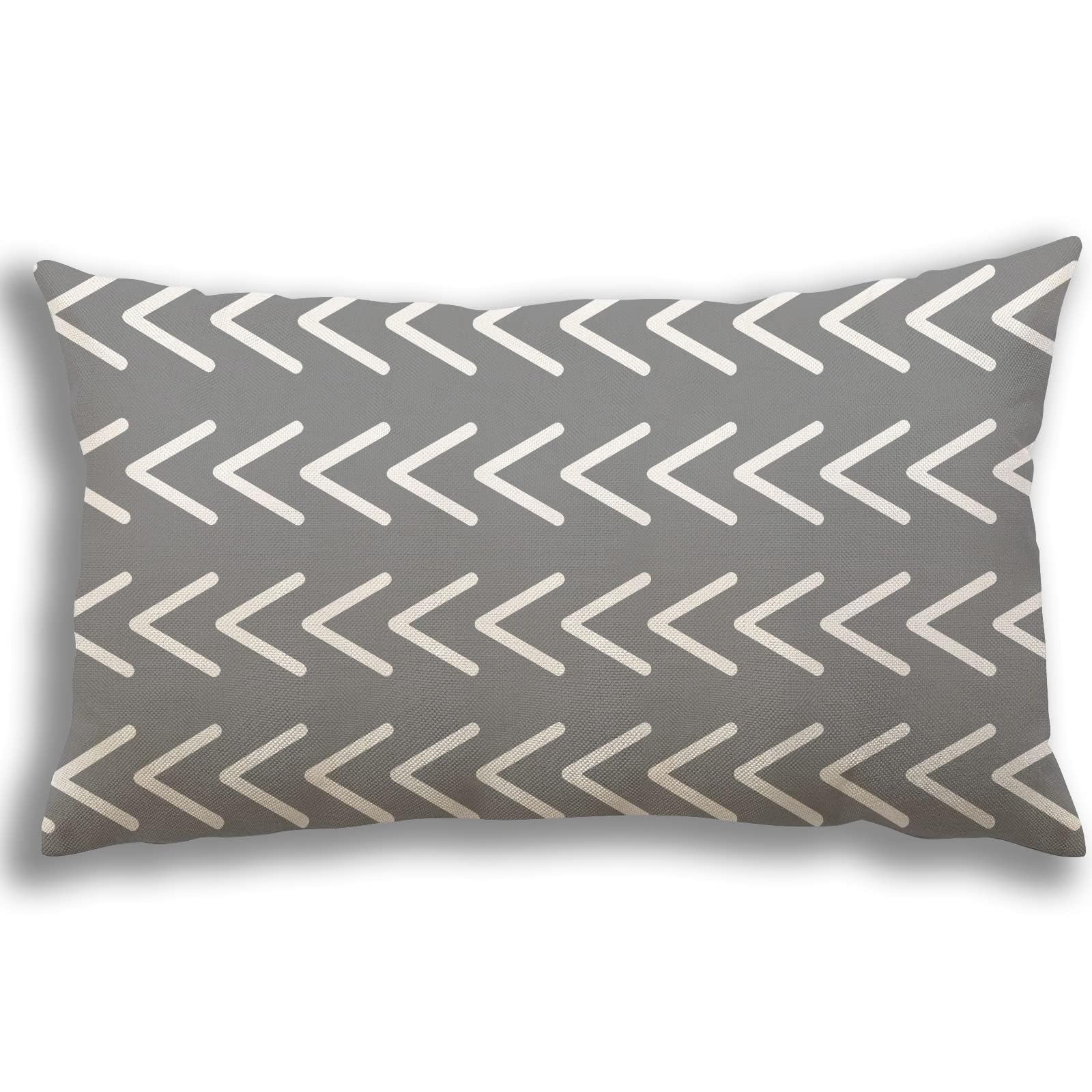 YCOLL Lumbar Pillow Covers 12x20 Set of 4, Modern Sofa Throw Pillow Cover, Decorative Outdoor Linen Fabric Pillow Case for Couch Bed Car，Gray