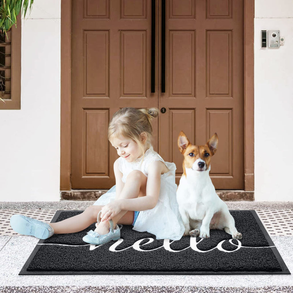 Black Door Mat Welcome Mats Outdoor Indoor Doormat for Entryway Floor Mat