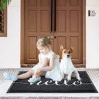 Black Door Mat Welcome Mats Outdoor Indoor Doormat for Entryway Floor Mat