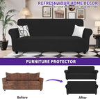 ZNSAYOTX Oversized Super Stretch Couch Cover (92"-115"), New Striped Sofa Covers Comfortable & Durable, Dog Cat Pets Friendly Extra Large Spandex Sofa Slipcovers (Black, XL Sofa)