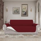 Easy-Going 4 Seater Sofa Slipcover Reversible Sofa Cover Water Resistant Couch Cover with Foam Sticks Elastic Straps Furniture Protector for Pets Children Dog Cat (XX-Large, Christmas Red/Ivory)