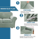 H.VERSAILTEX Rich Velvet Stretch 2 Piece Cover Chair Slipcover Sofa Cover Furniture Protector Couch Soft with Elastic Bottom Chair Couch Cover with Arms Width Up to 49 Inch(Chair, Sea Grass)