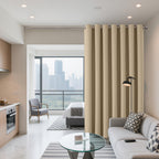Joydeco Blackout Patio Sliding Door Curtains 84 Inches Long, Grommet Privacy Room Divider Curtains, Extra Wide Thermal Blackout Drapes for Bedroom Living Room (Light Beige, 60Wx84L, 1 Panel)