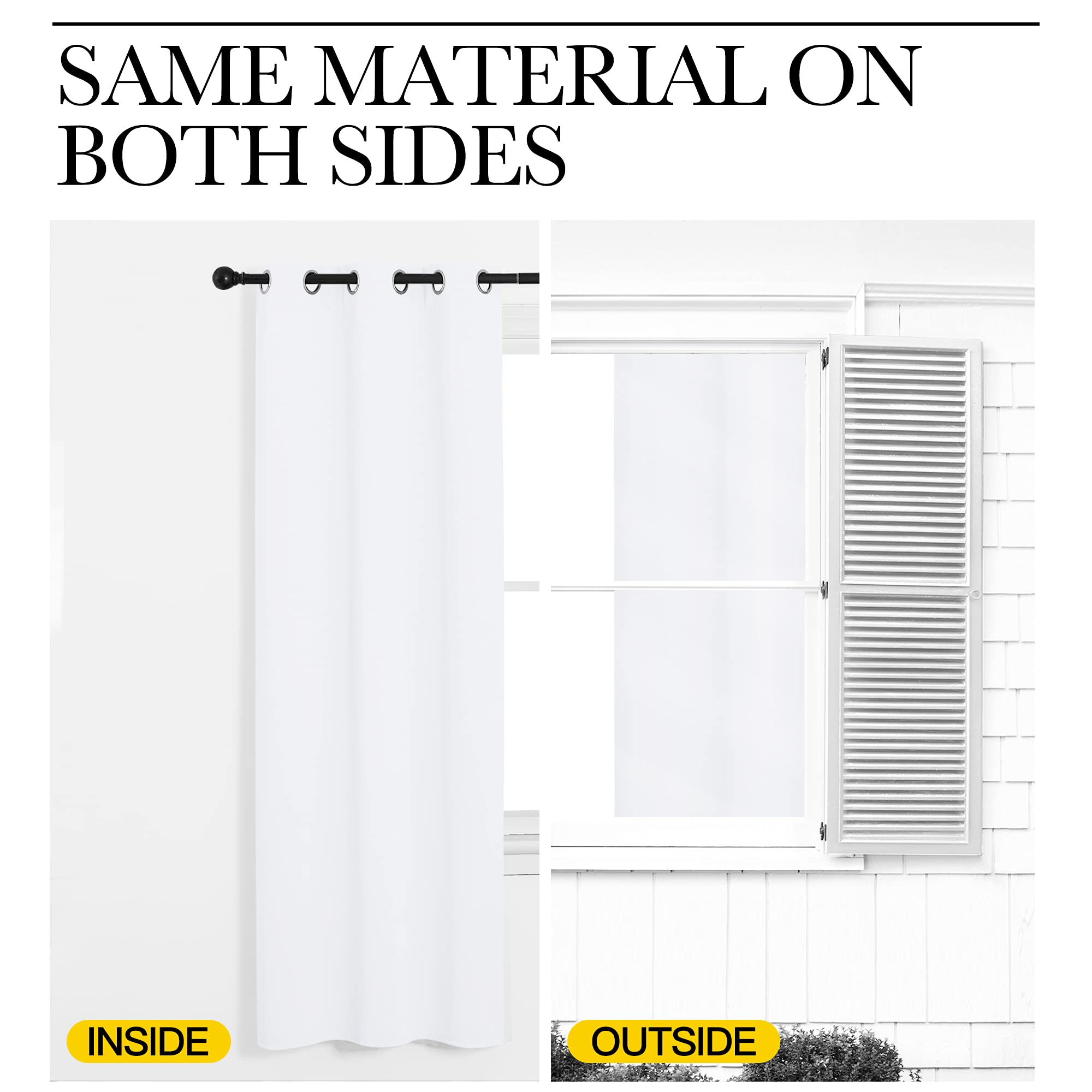 NICETOWN White Curtains for Sliding Door - 55 by 96, 2 Pieces, Blocking Out 50% Sunlight Window Treatment Modern Design Grommet Curtain Panels for Dining Room