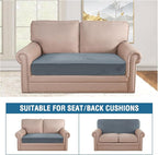 H.VERSAILTEX Velvet Stretch Individual Couch Cushion Cover Plush Slipcover for Loveseat & Sofa Seat Cushion Furniture Protector Seat Cover (1 Piece Loveseat Cushion Cover, Stone Blue)