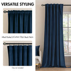 MIULEE Navy Blue Velvet Curtains 52x90 inches Luxury Blackout Curtains