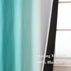 Teal and Grayish White Ombre Blackout Curtains for Living Room 84 Inch Long