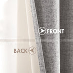 MIULEE 100% Blackout Linen Curtains for Bedroom 52x96 Inches Light Gray